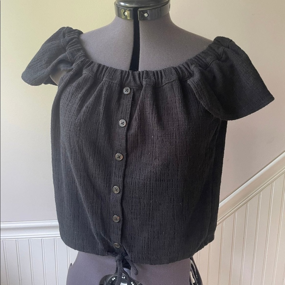 Madewell top ruffle xs black